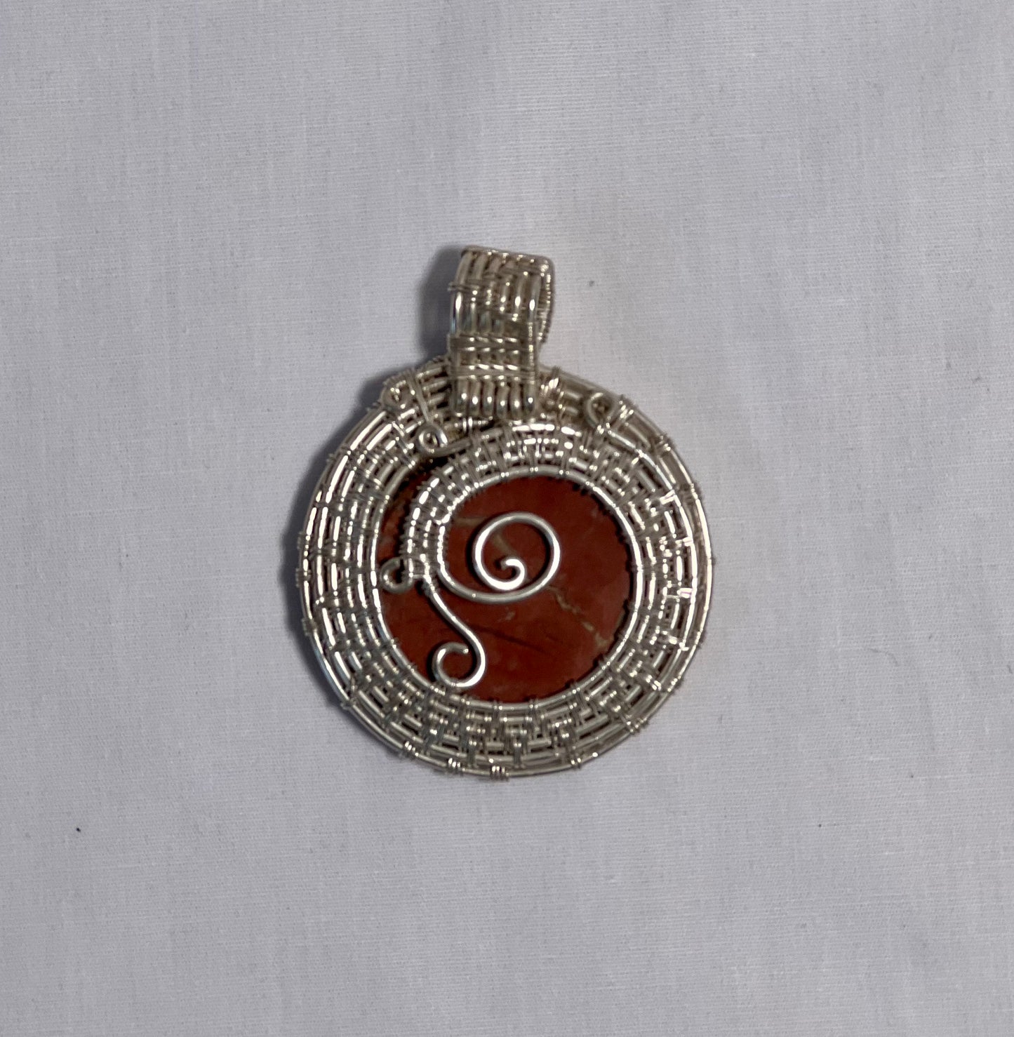 Fine Silver Wrapped Red Jasper Pendant