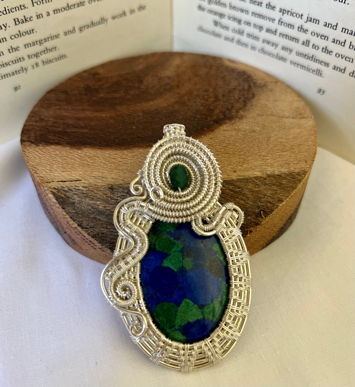 Fine Silver Malachite Pendant