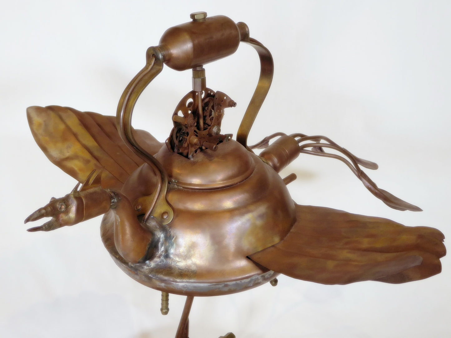 "Tea Bird" copper sculpture