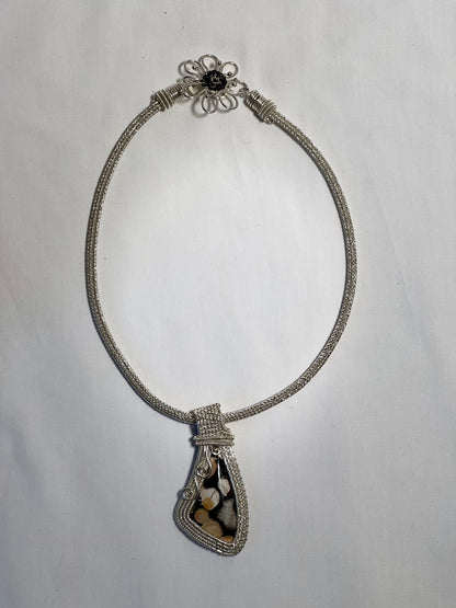 Fine Silver Peanut Wood Necklace